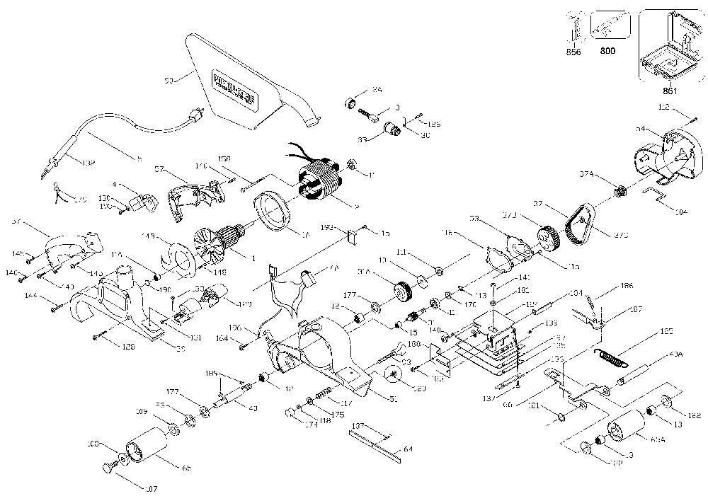 Exploded Diagram A Diagram and Parts List for 352VSV Type 5 Porter Cable Belt or Drum Sander